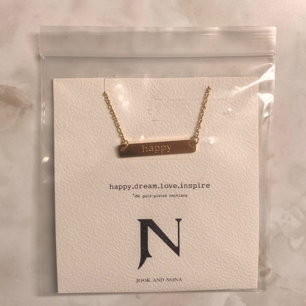 “Happy” necklace, by “Jook and Nona”